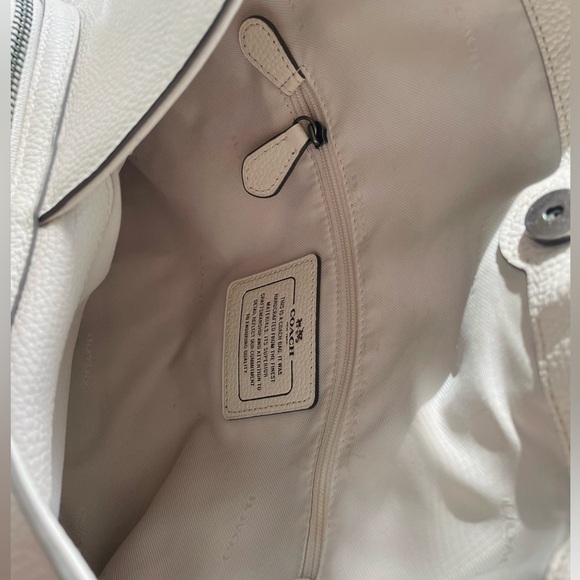 Coach Edie 31 Bandana Rivets Shoulder Bag Chalk White Pebble Leather - Picture 11 of 14